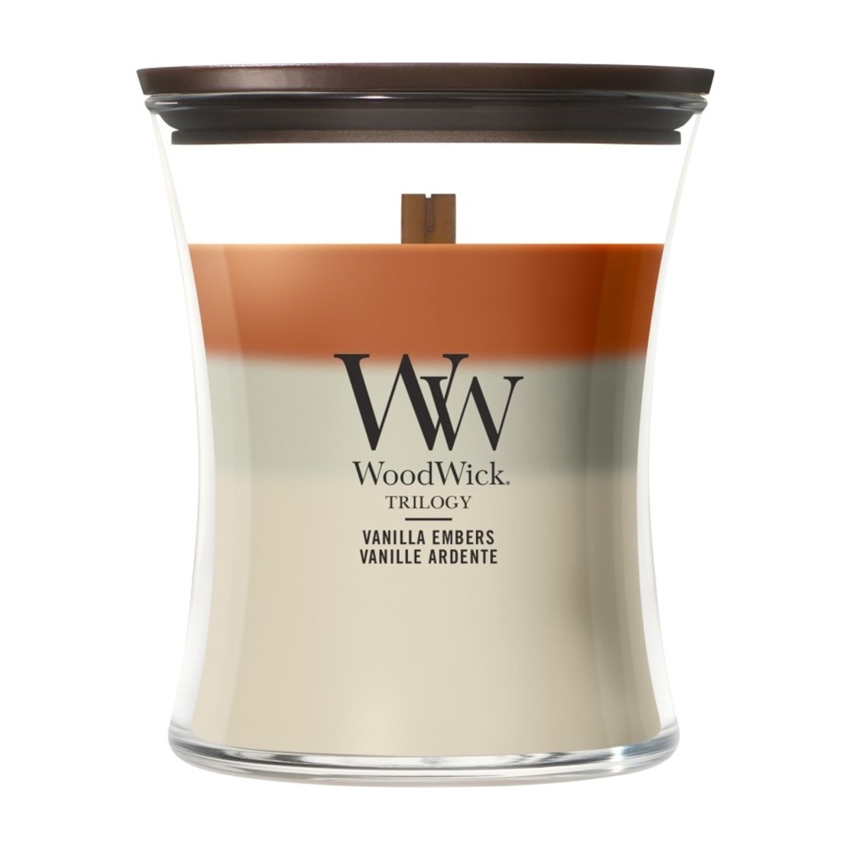 Svíčky WoodWick - Vonná svíčka WoodWick Trilogy Vanilla Embers 275g