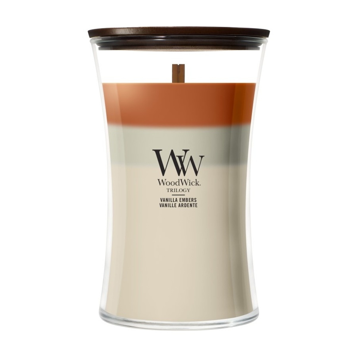 Svíčky WoodWick - Vonná svíčka WoodWick Trilogy Vanilla Embers 609g