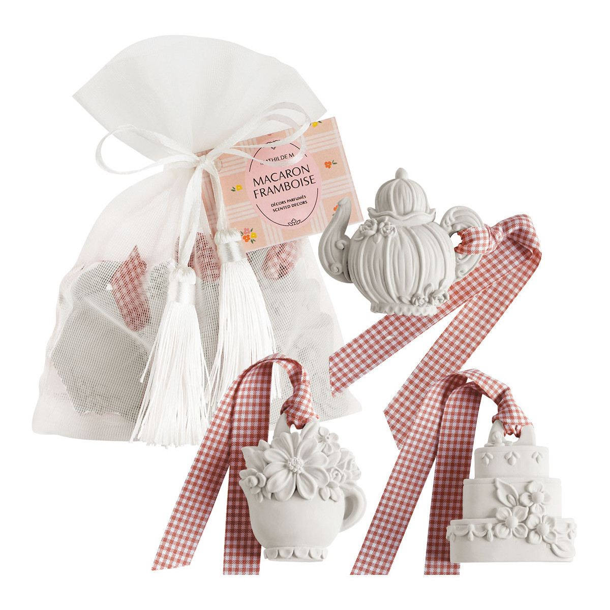 Vůně do prádelníku - Vonný jíl MACARON FRAMBOISE v sáčku 3ks