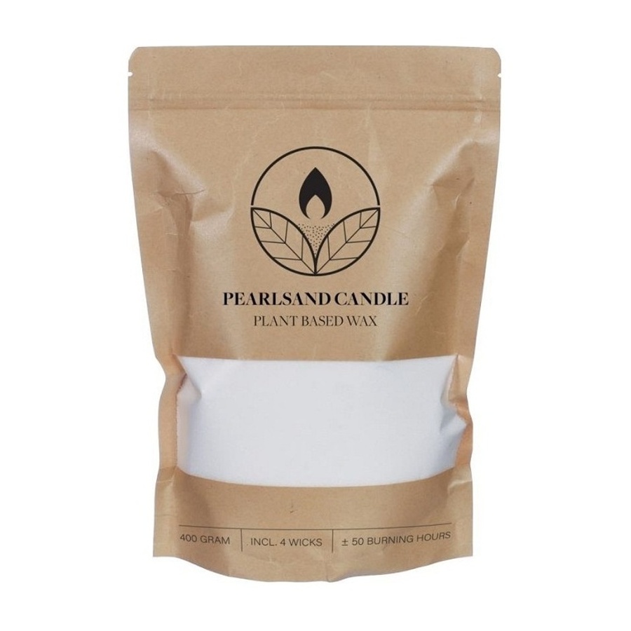 Vosky na svíčky a knoty - Vosk na svíčku PEARLSAND + 4 knoty, bílý 400g