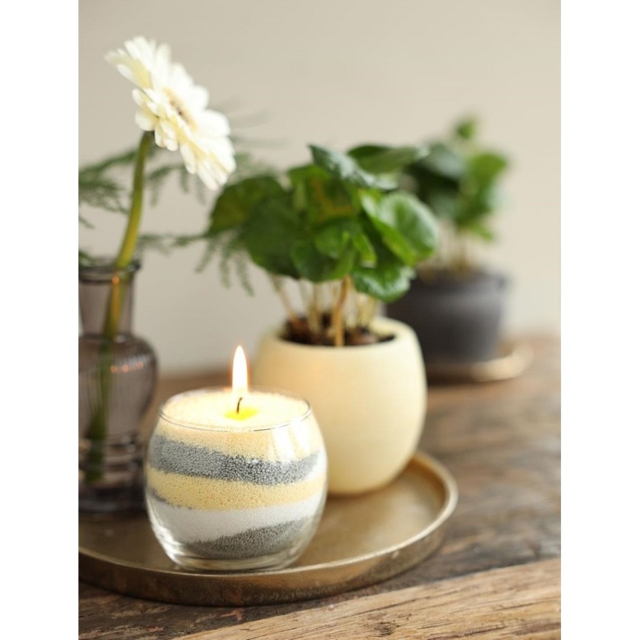 Vosk na svíčku PEARLSAND + 4 knoty, bílý 400g-0