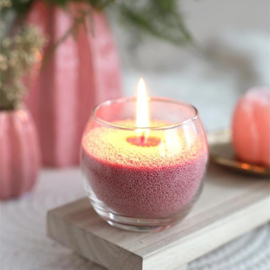 Vosk na svíčku PEARLSAND + 4 knoty, růžový 400g-0