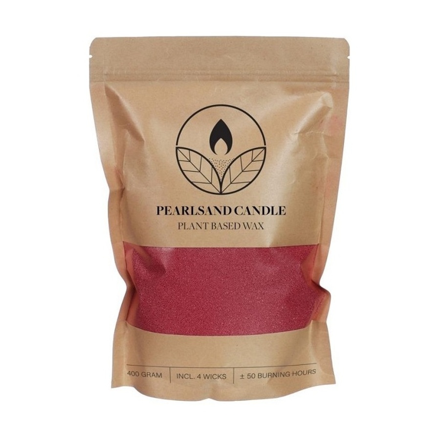 Vosky na svíčky a knoty - Vosk na svíčku PEARLSAND + 4 knoty, vínový 400g