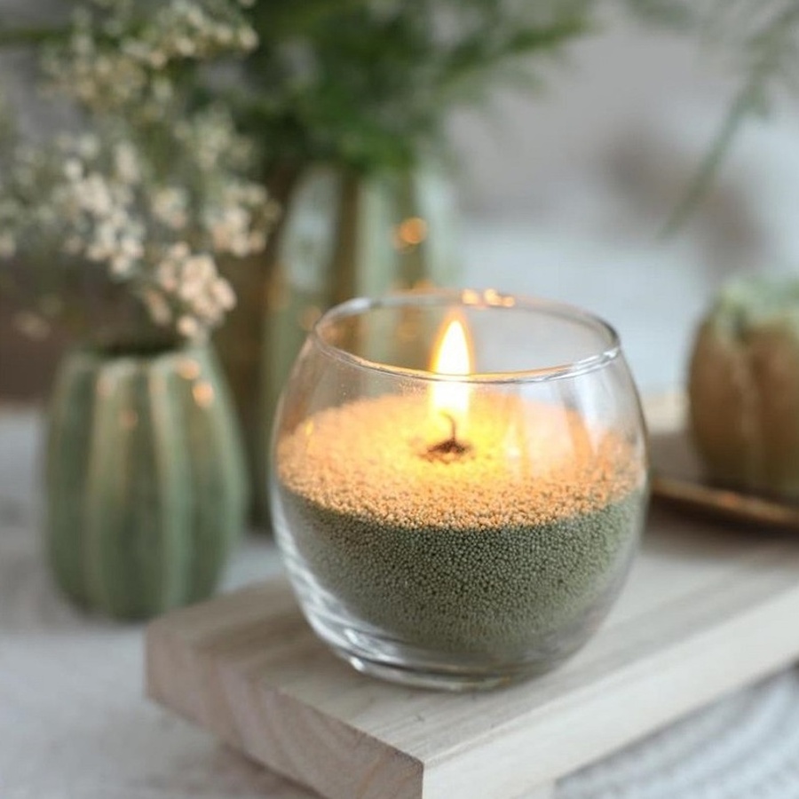 Vosk na svíčku PEARLSAND + 4 knoty, zelený 400g-0