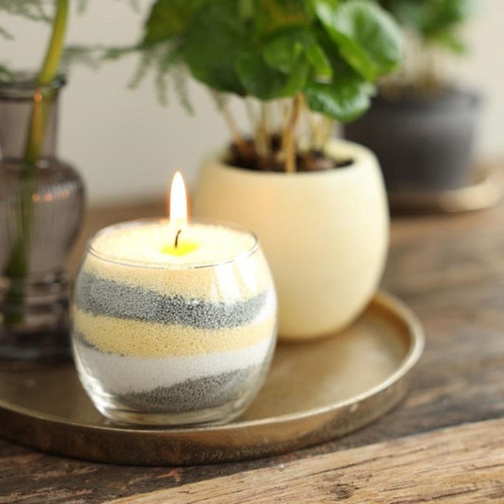 Vosk na svíčku vonný lavender PEARLSAND + 4 knoty, šedý 400g-0