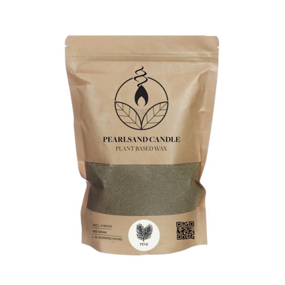 Vosky na svíčky a knoty - Vosk na svíčku vonný pine PEARLSAND + 4 knoty, zelený 400g