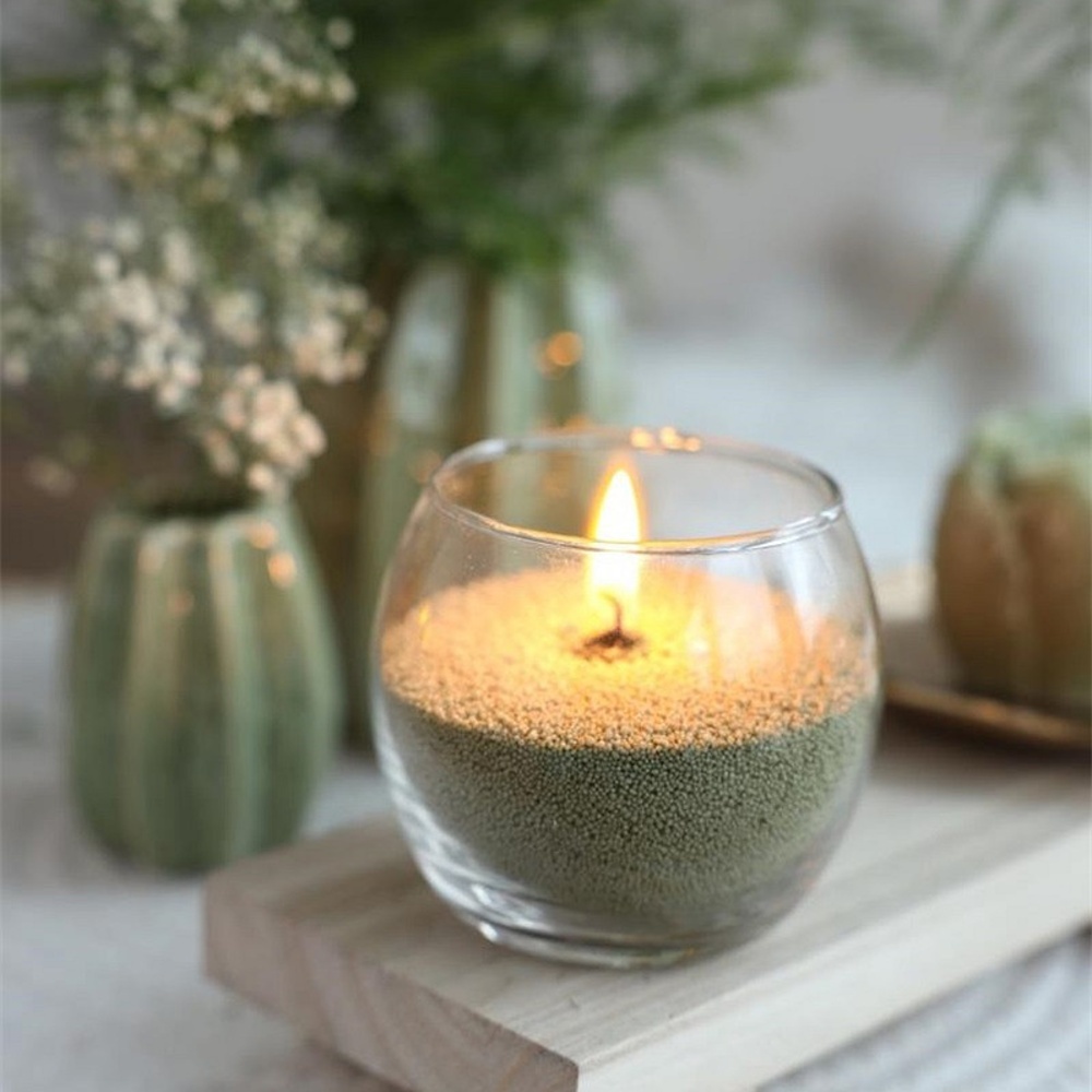 Vosk na svíčku vonný pine PEARLSAND + 4 knoty, zelený 400g-0