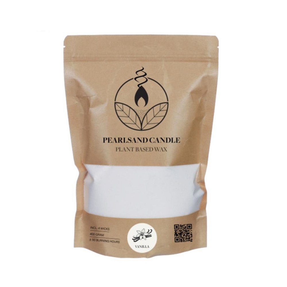 Vosky na svíčky a knoty - Vosk na svíčku vonný vanilla PEARLSAND + 4 knoty, bílý 400g
