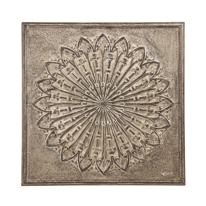 Design pro Váš domov - Vyřezávaná dřevěná dekorace na zeď čtverec CASA antik hnědá 120x120cm