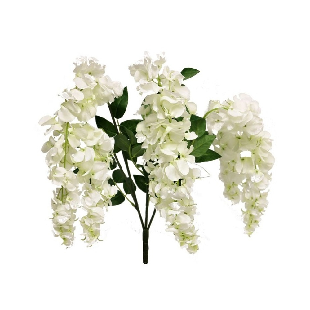 Letní umělé květiny - Wistárie VAIANA trs umělá krémová 77cm