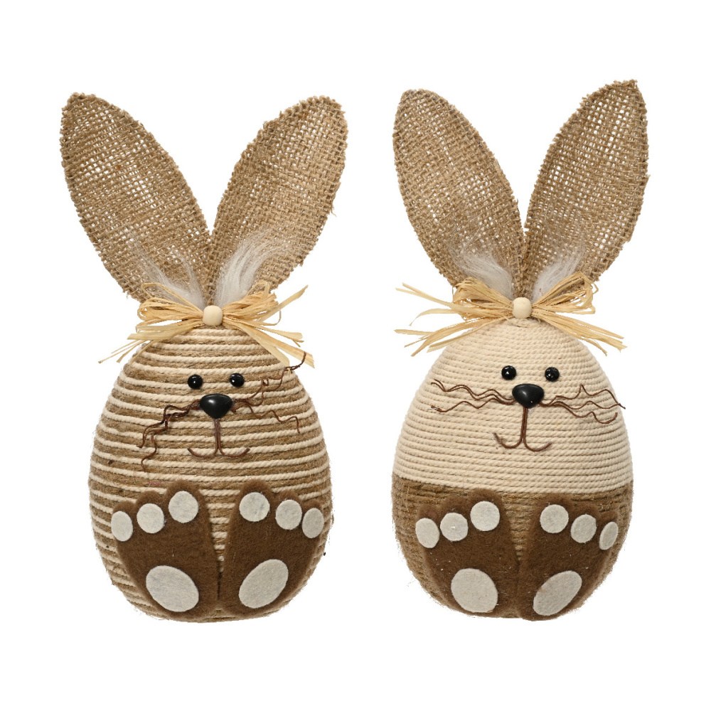 Dekorace - Zajíc jutový ve tvaru vejce mix 24cm