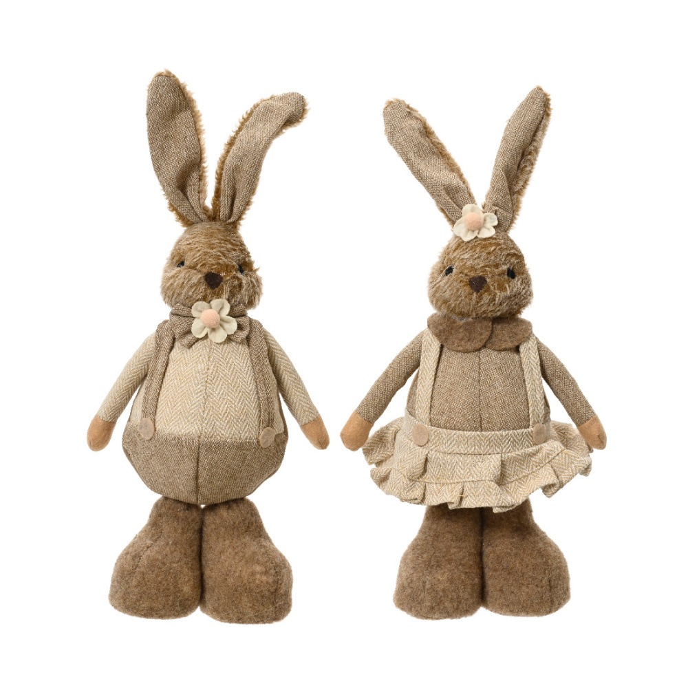 Velikonoce - Zajíc polyesterový chlapec/dívka hnědý mix 30cm
