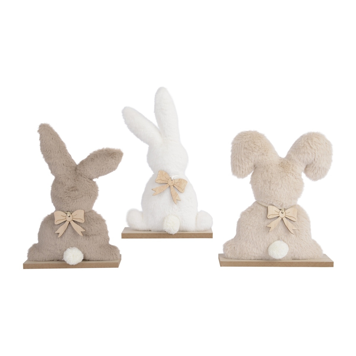 Velikonoční postavičky - Zajíc sedící na podstavci s mašlí mix 30cm