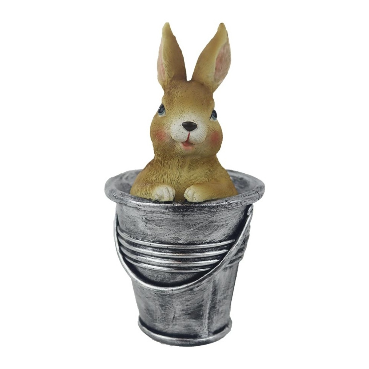 Dekorační figurky zvířat - Zajíc v kbelíku polyresinový 17cm