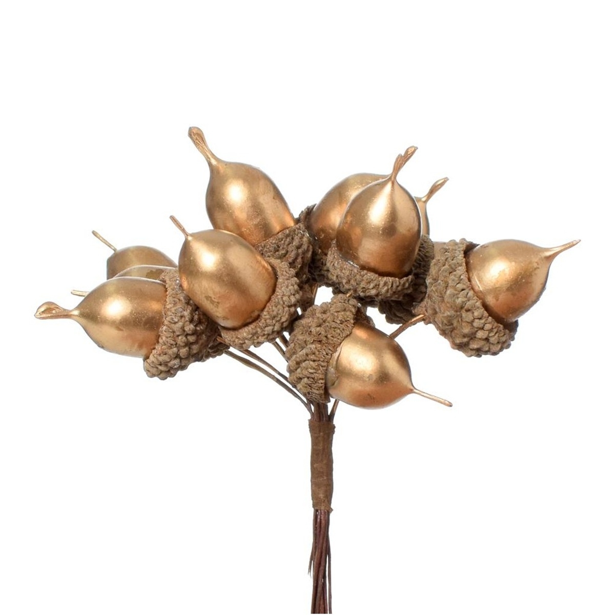 umělé přízdoby - Žaludy umělé na drátku 12ks