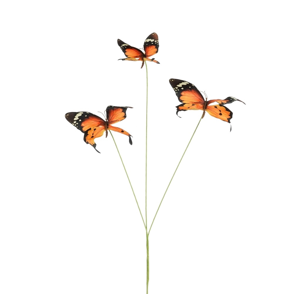 Zápichy - Zápich 3 motýli z polyesteru oranžová 75cm