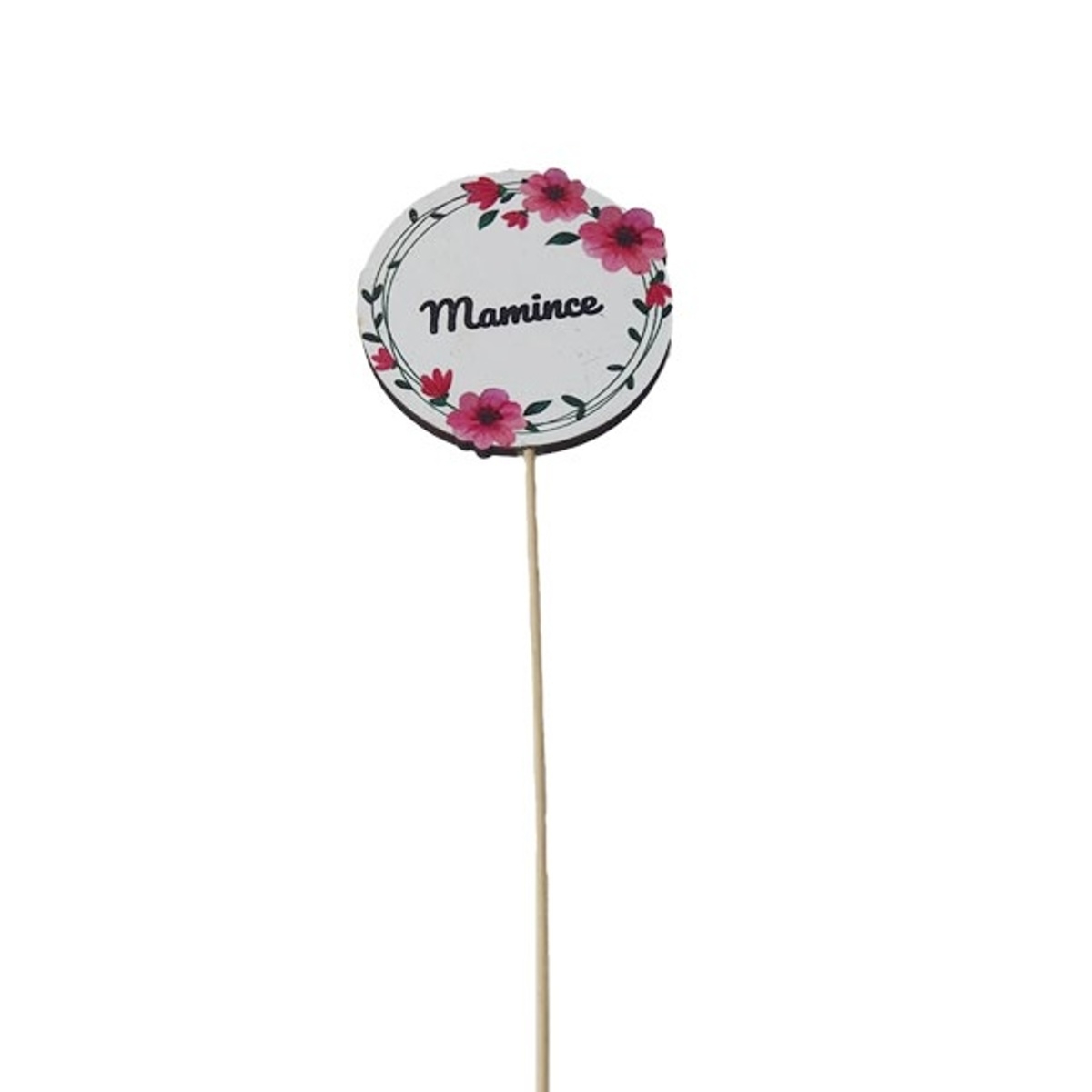 Zápichy - Zápich dřevěný MAMINCE s květy 25cm