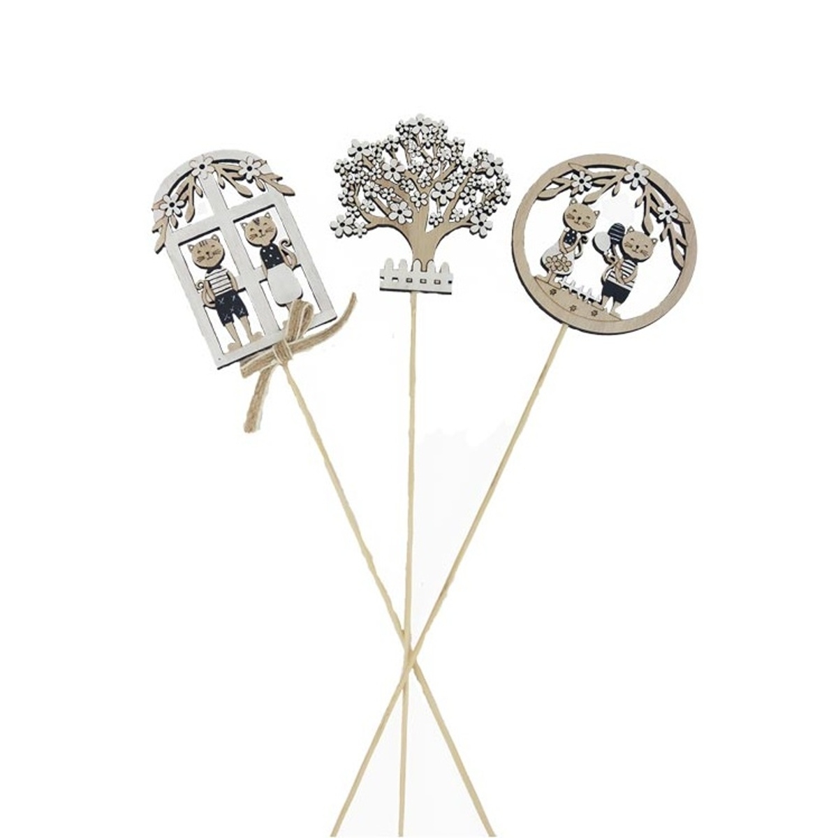 Zápichy - Zápich dřevěný strom/kočky mix 32cm