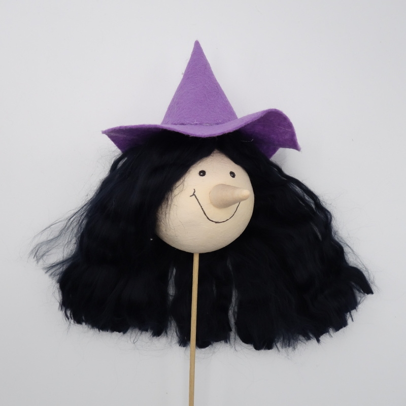 Dekorace - Zápich hlava čarodějnice 30cm