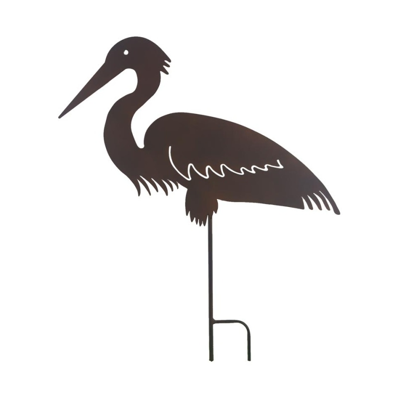 Zápichy - Zápich kovový čáp 65,5cm