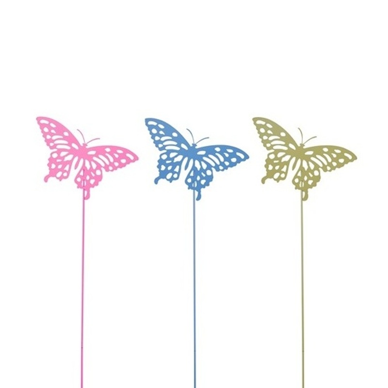 Zápichy - Zápich kovový motýl mix 118cm