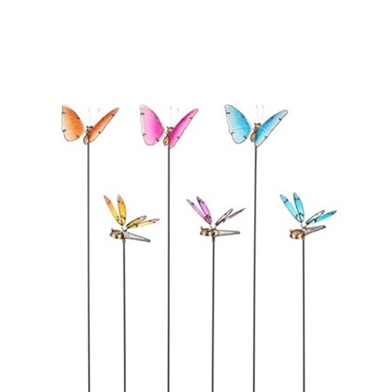 Zápichy - Zápich kovový motýl/vážka mix 99cm