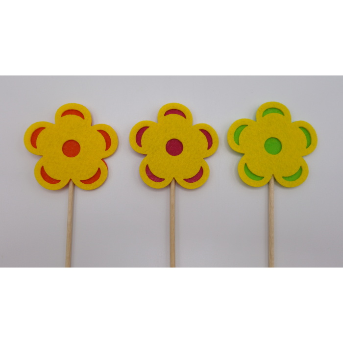 Zápichy - Zápich květ plstěný mix 6x20cm