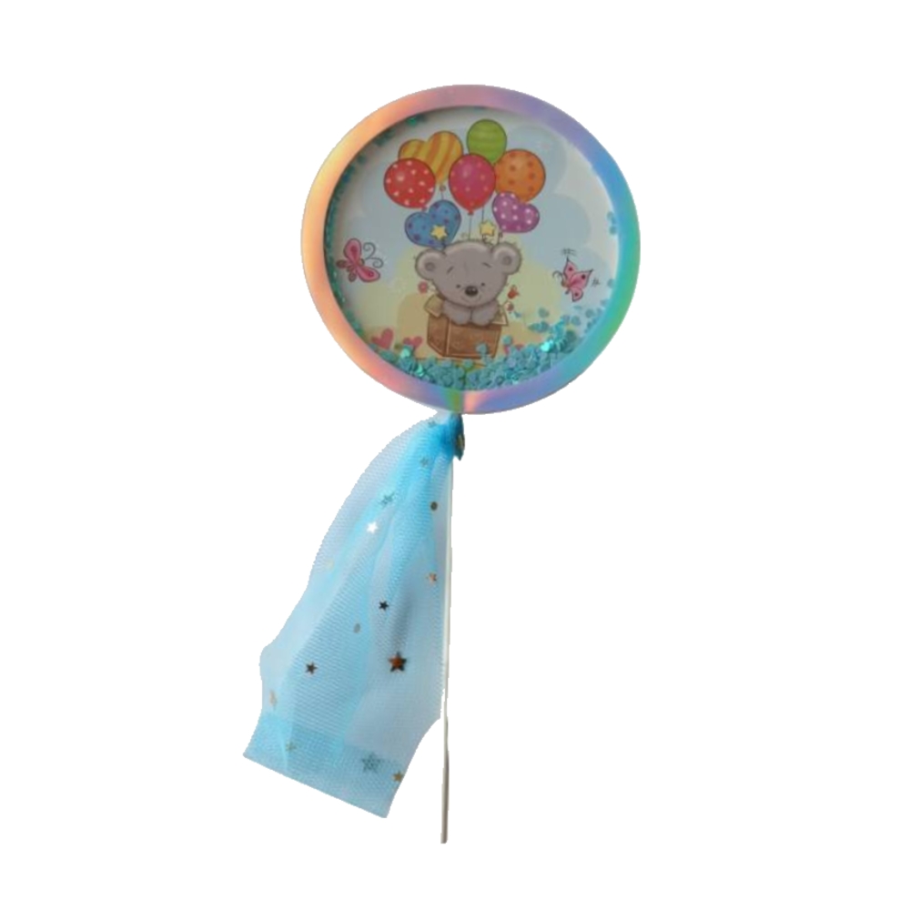 Dětské zboží - Zápich na dort medvěd s konfetami 21cm