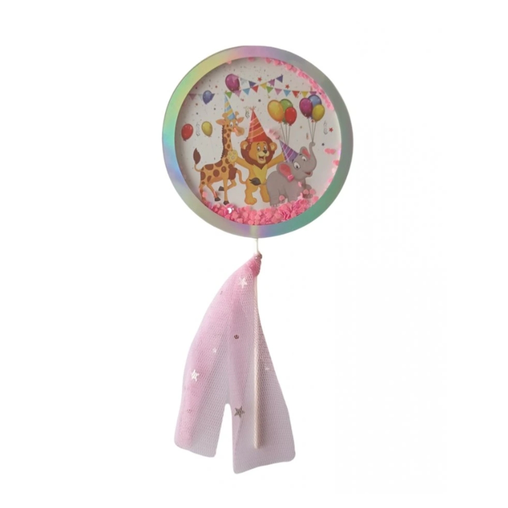 Dětské zboží - Zápich na dort zvířata s konfetami 21cm