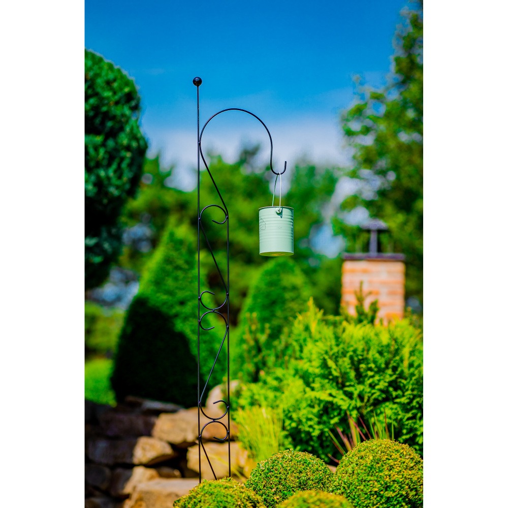 Zápich na lucernu/závěsný květináč FISCHA kovový černý 170cm-0