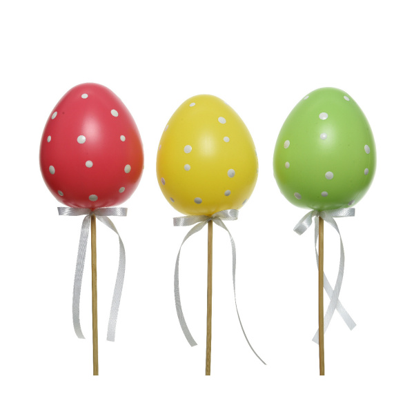 Dekorace - Zápich vejce s puntíky mix 75cm