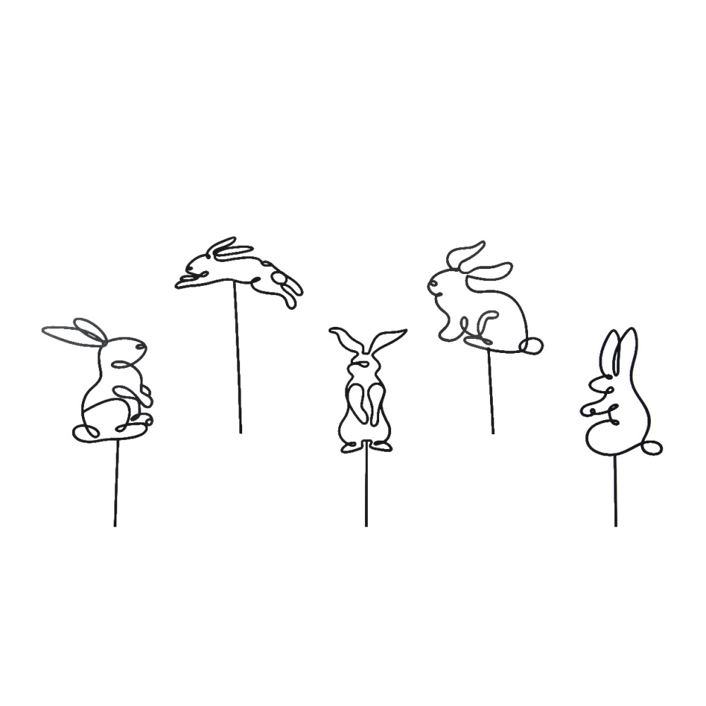 Zápichy - Zápich zajíc kovová černý mix 60cm