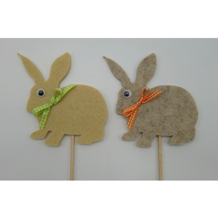 Velikonoce - Zápich zajíc plst/mašle/plast mix 25cm