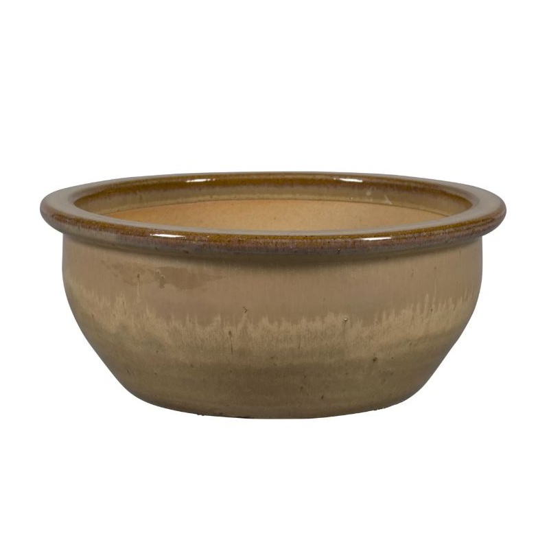 Keramické květináče - Žardina keramická IB-BOLOGNA 01F s glazovaným lemem hnědá 31cm