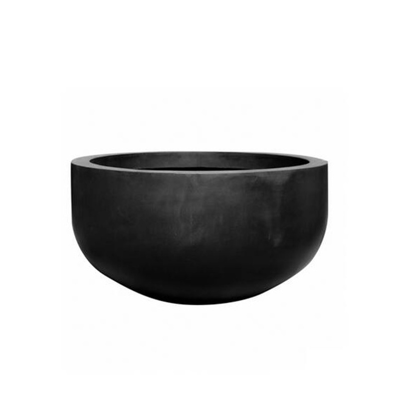 Keramické květináče - Žardina kulatá CITY BOWL S fiberstone černá 50x92cm