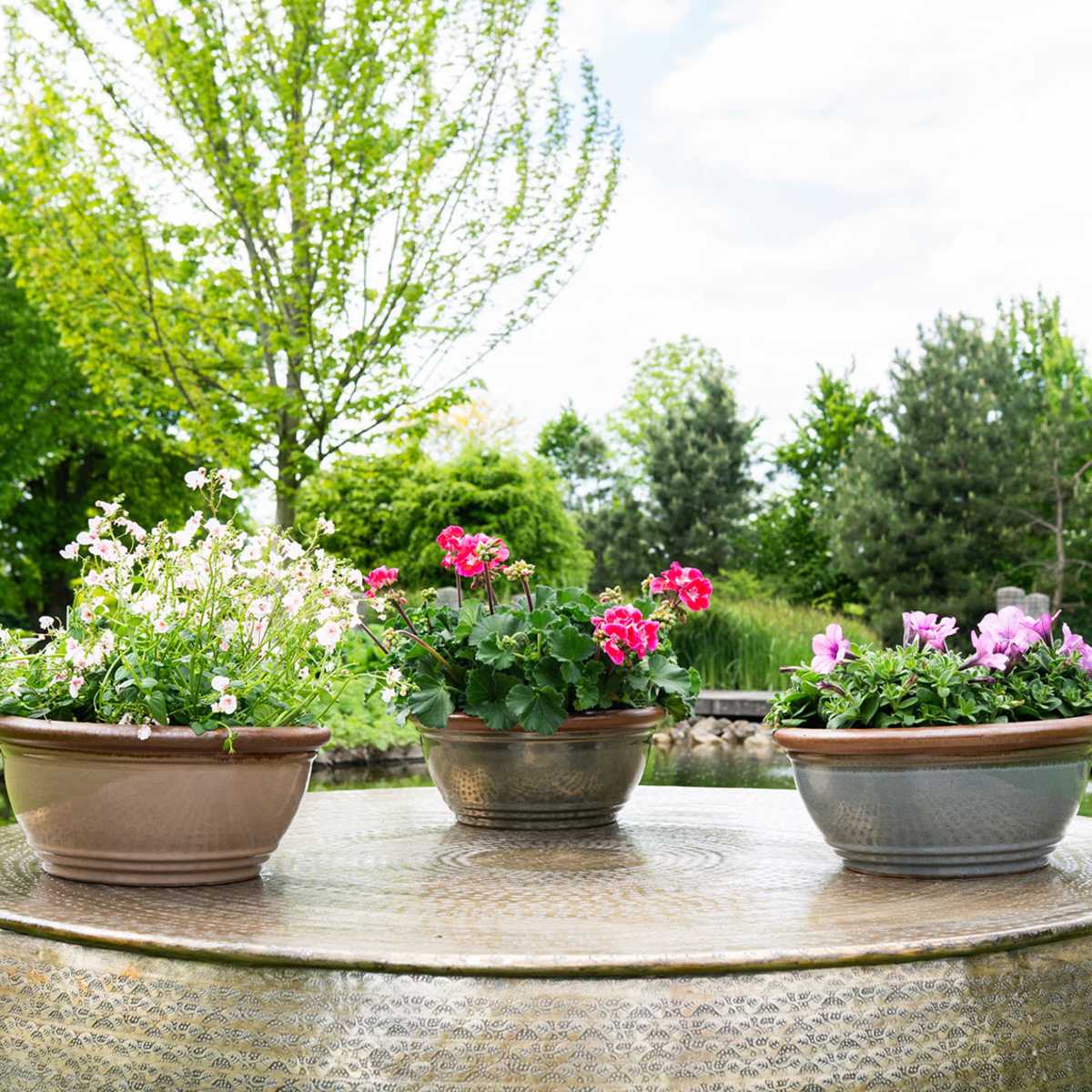 Žardina kulatá keramická SANDER modrá 38cm-0