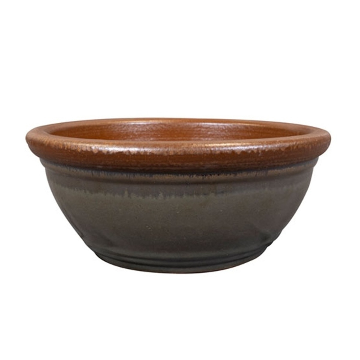 Keramické květináče - Žardina kulatá keramická SANDER zelená 38cm