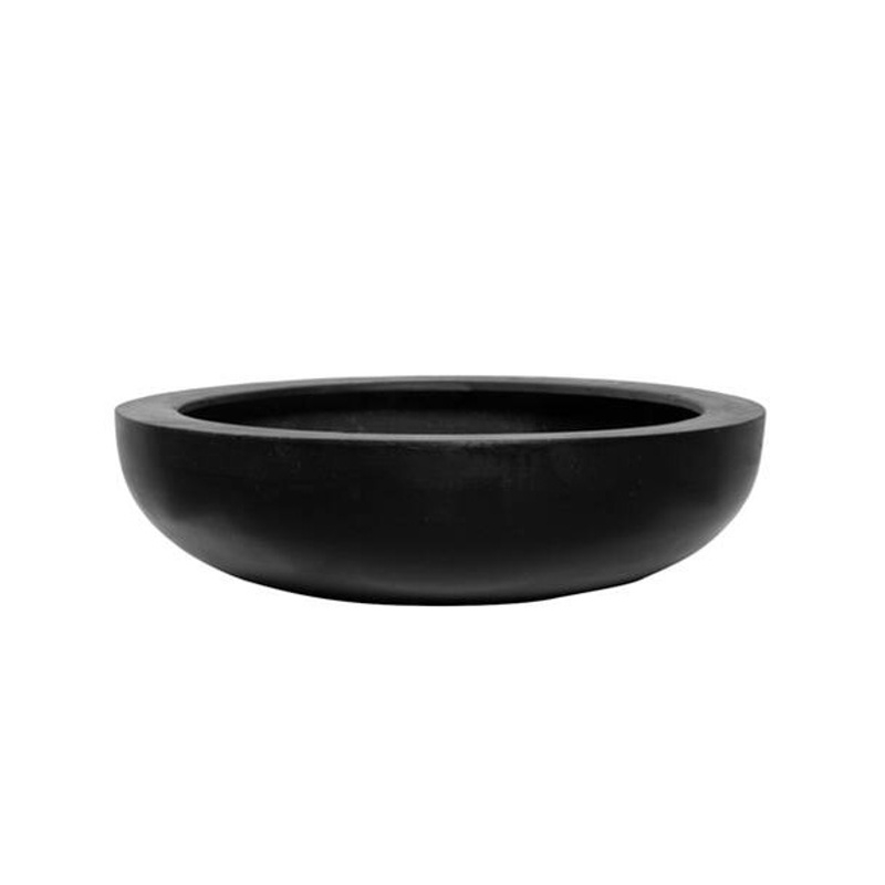 Kompozitní květináče - Žardina kulatá nízká MONIQUE M fiberstone černá 34,5cm