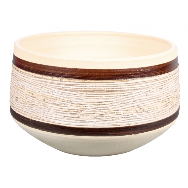 Květináče - Žardina PAPAVERA BIG pruh drápaný kamenina béžová 45cm