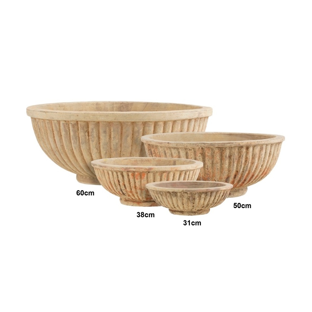 Keramické květináče - Žardina terakotová BELIZE žebrovaná s patinou 60cm