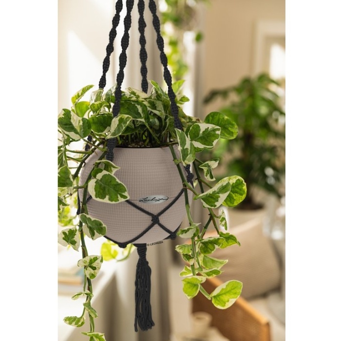 Závěs Makrame na květináč YULA černý 85cm-0