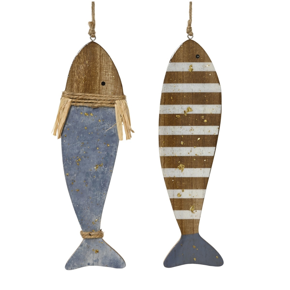 Dřevěné a proutěné dekorace - Závěsná ryba z MDF mix 23,5cm