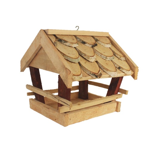 Krmítka, budky, domečky - Závěsné dřevěné krmítko pro ptáky s kulatinou 26,5cm