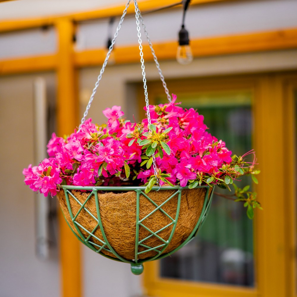 Závěsný koš CHRIS kovový černý s kokosovou vložkou 35cm-0