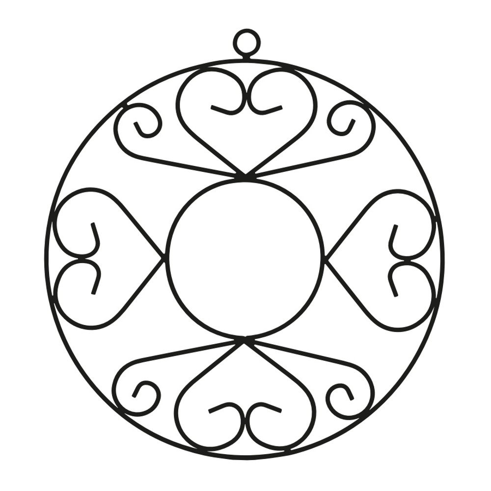 Dekorace - Závěsný kruh MOSEL kovový černý 53/85cm