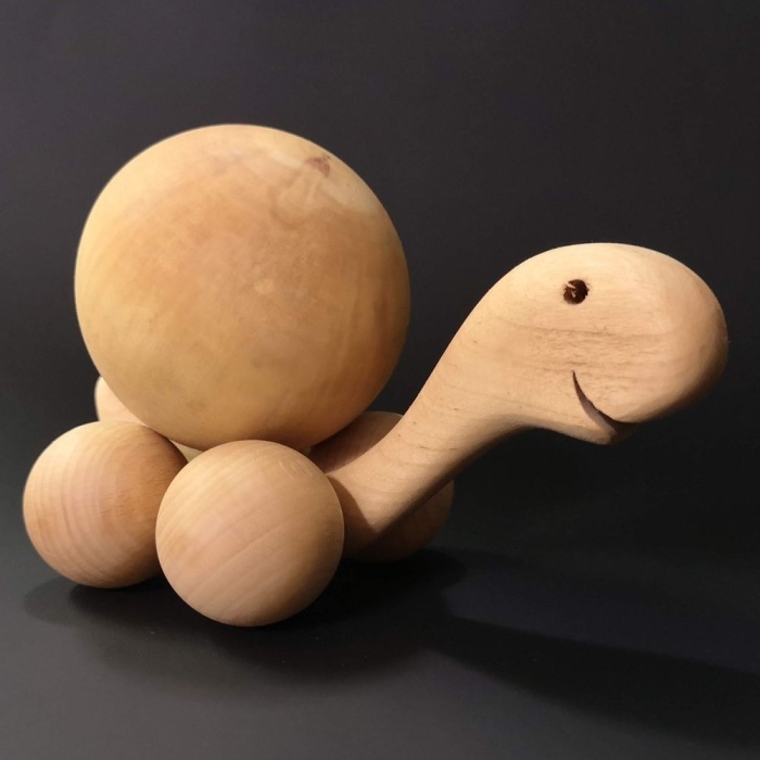 Dřevěné a proutěné dekorace - Želva dřevěná přírodní 16cm