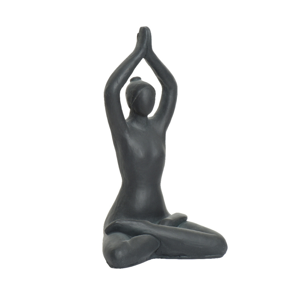Dekorační figurky postav - Žena meditující z polymagnesia antracitová 56cm