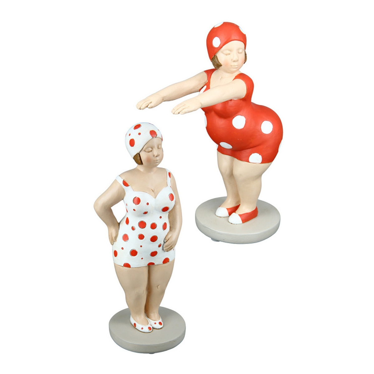 Dekorační figurky postav - Žena v plavkách s puntíky z polyresinu mix 20,5cm