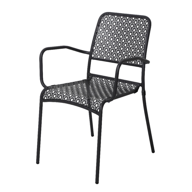 Zahrada - Židle kovová zahradní BERGEN 82cm antracitová