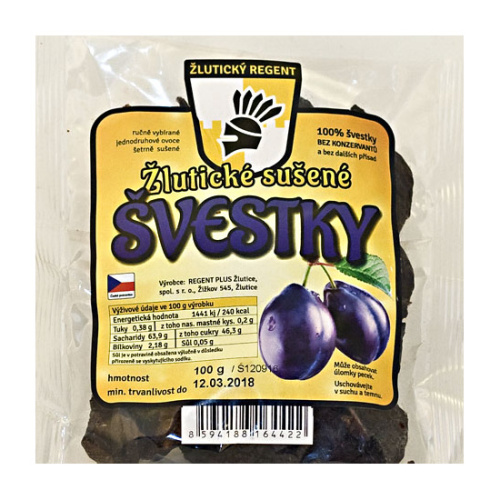 Sušené ovoce a plody - Žlutické sušené švestky 100g